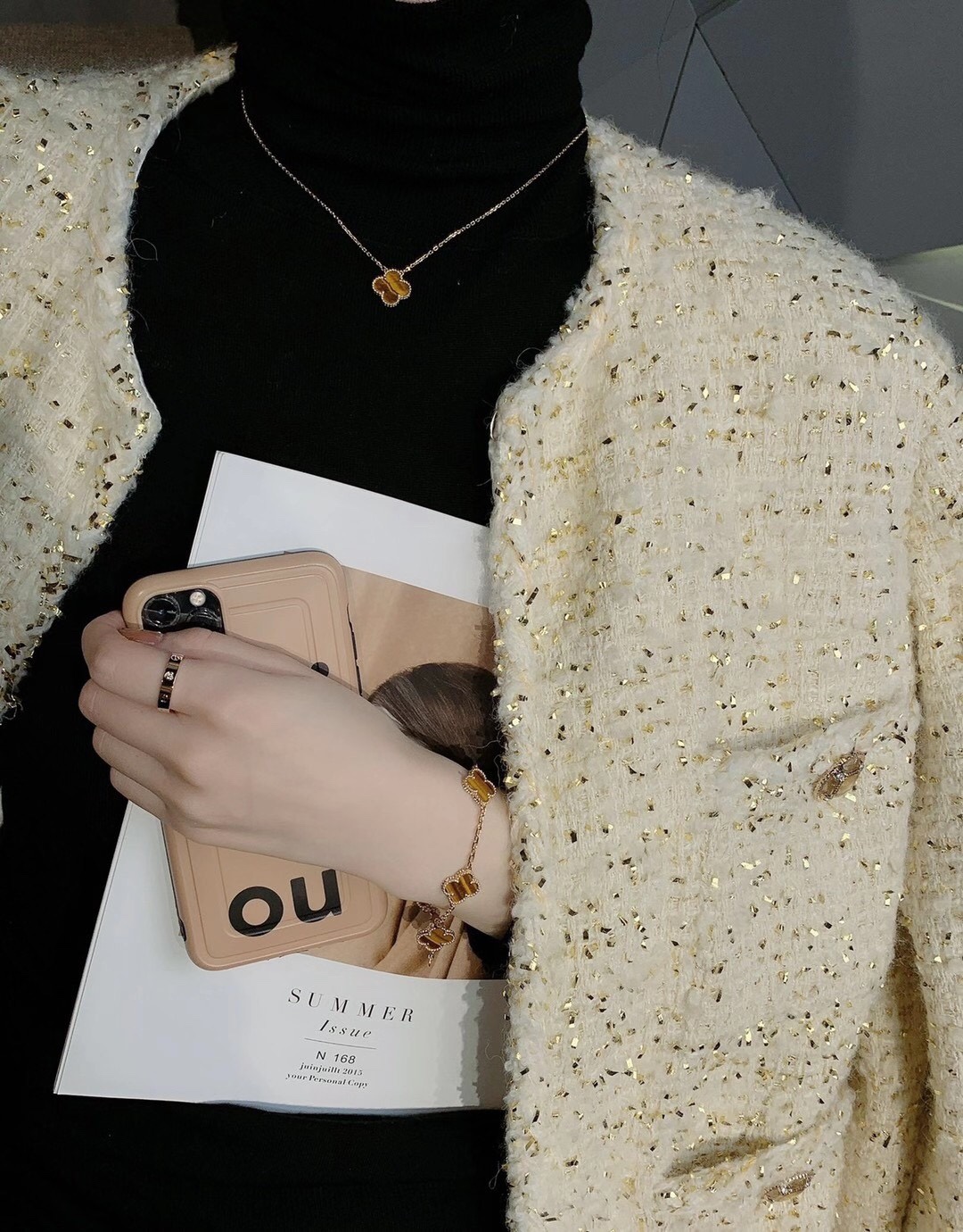 VCA Tiger Eye Clover Vintage Alhambra Pendant Necklace - Best Replica Jewelry™