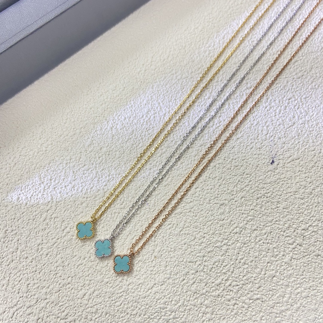 VCA Amazonite Sweet Alhambra Pendant Necklace, 1 Motif - Best Replica Jewelry™