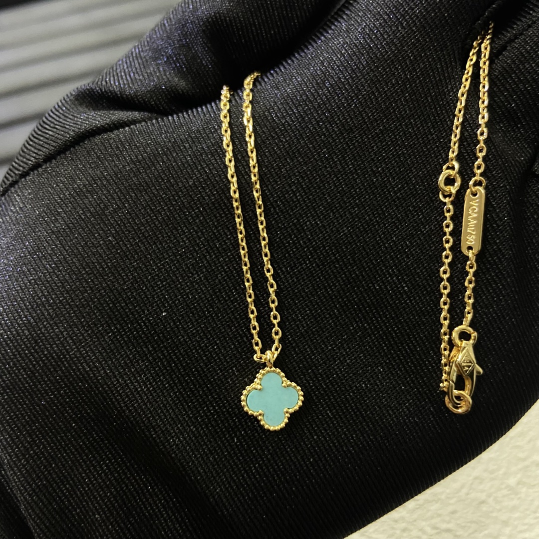 VCA Amazonite Sweet Alhambra Pendant Necklace, 1 Motif - Best Replica Jewelry™