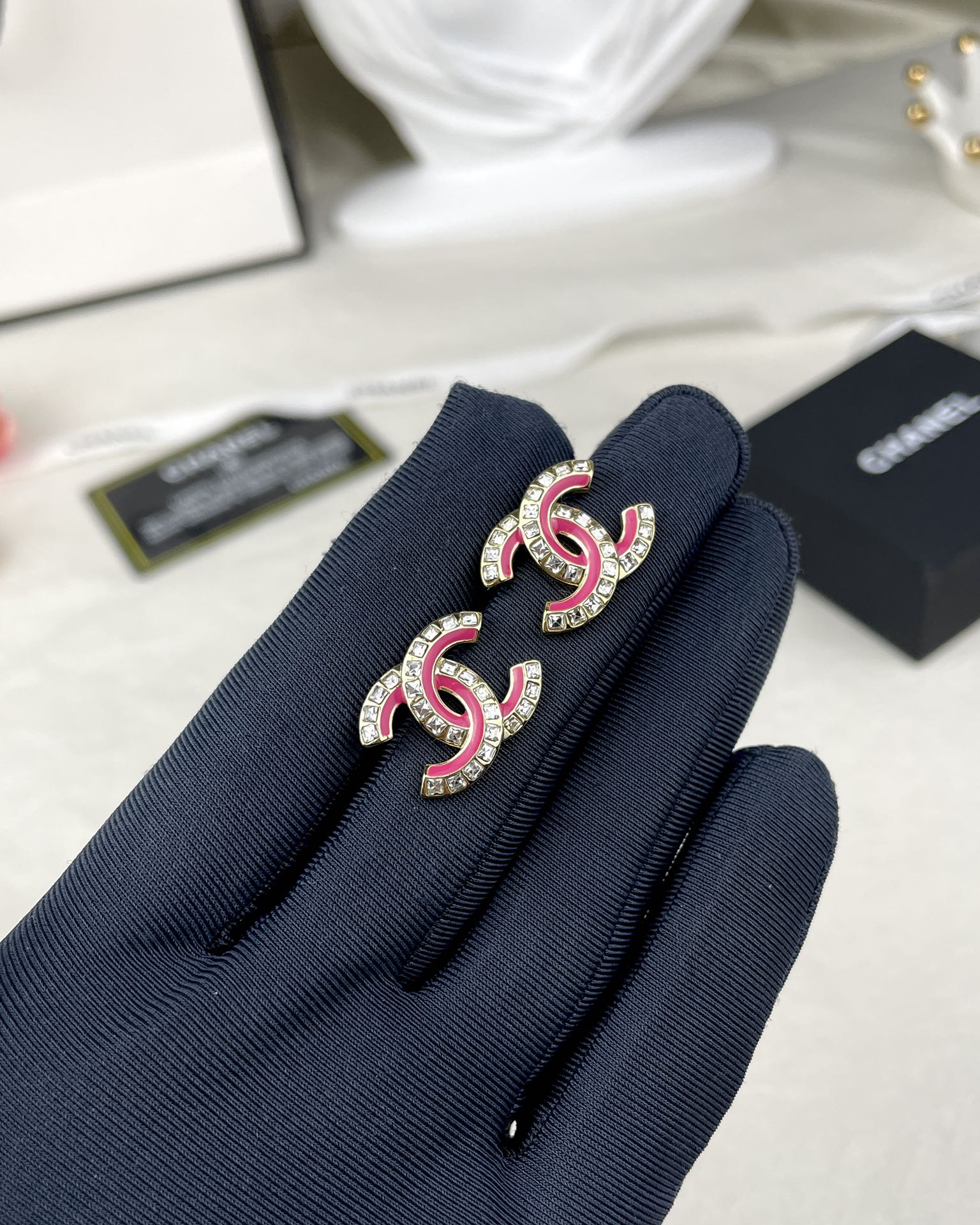 Pink Chanel Brooch Earrings - Best Replica Jewelry™