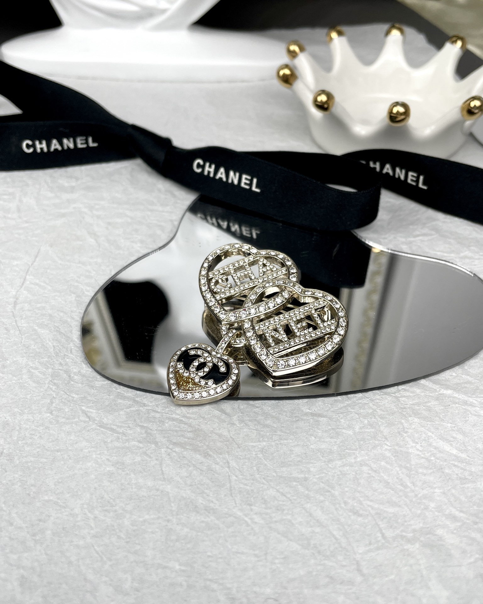 Chanel Three Hearts Monogram Brooch - Best Replica Jewelry™