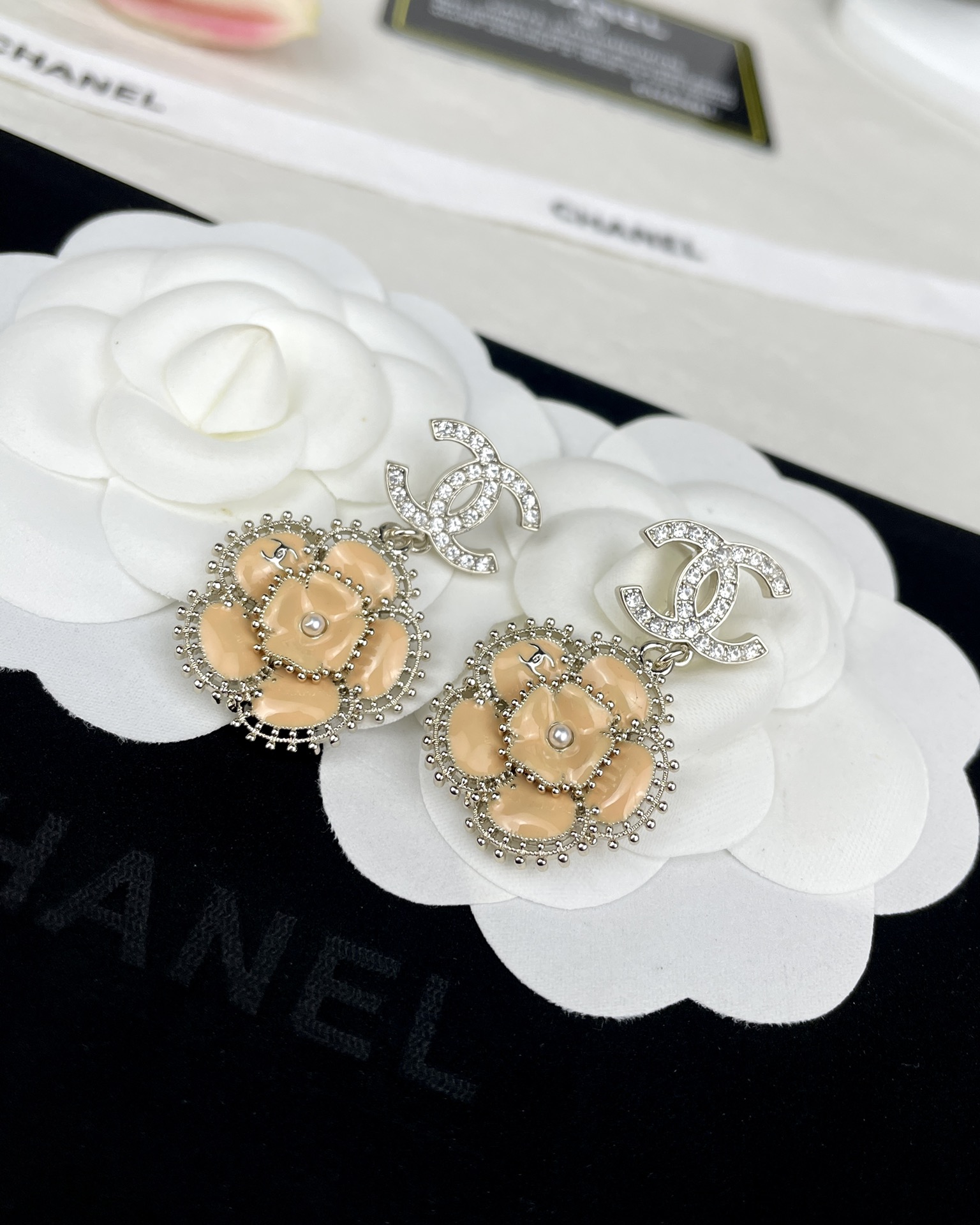 Chanel Enamel Camellia Earrings - Best Replica Jewelry™