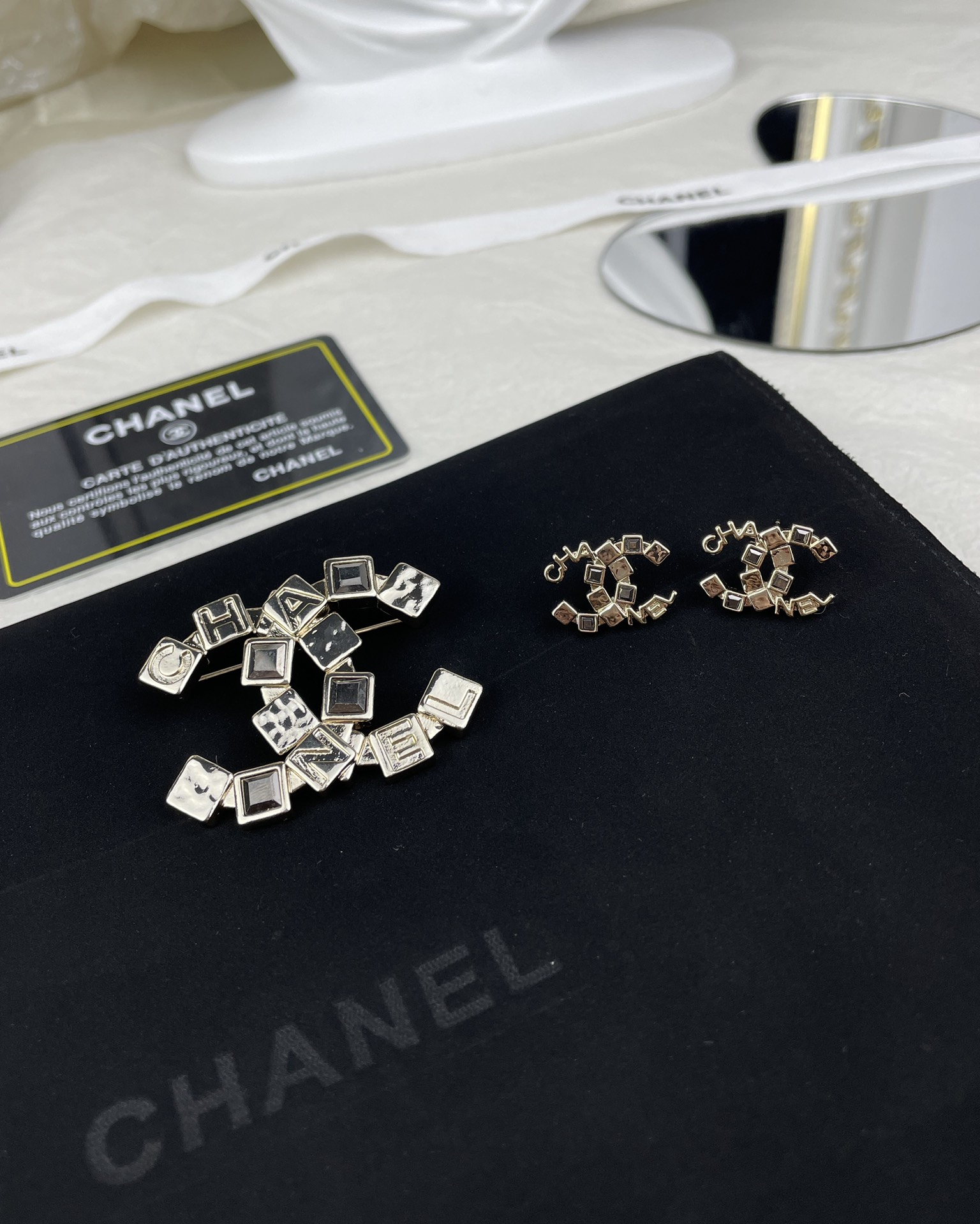 Chanel Letter Brooch Earrings - Best Replica Jewelry™