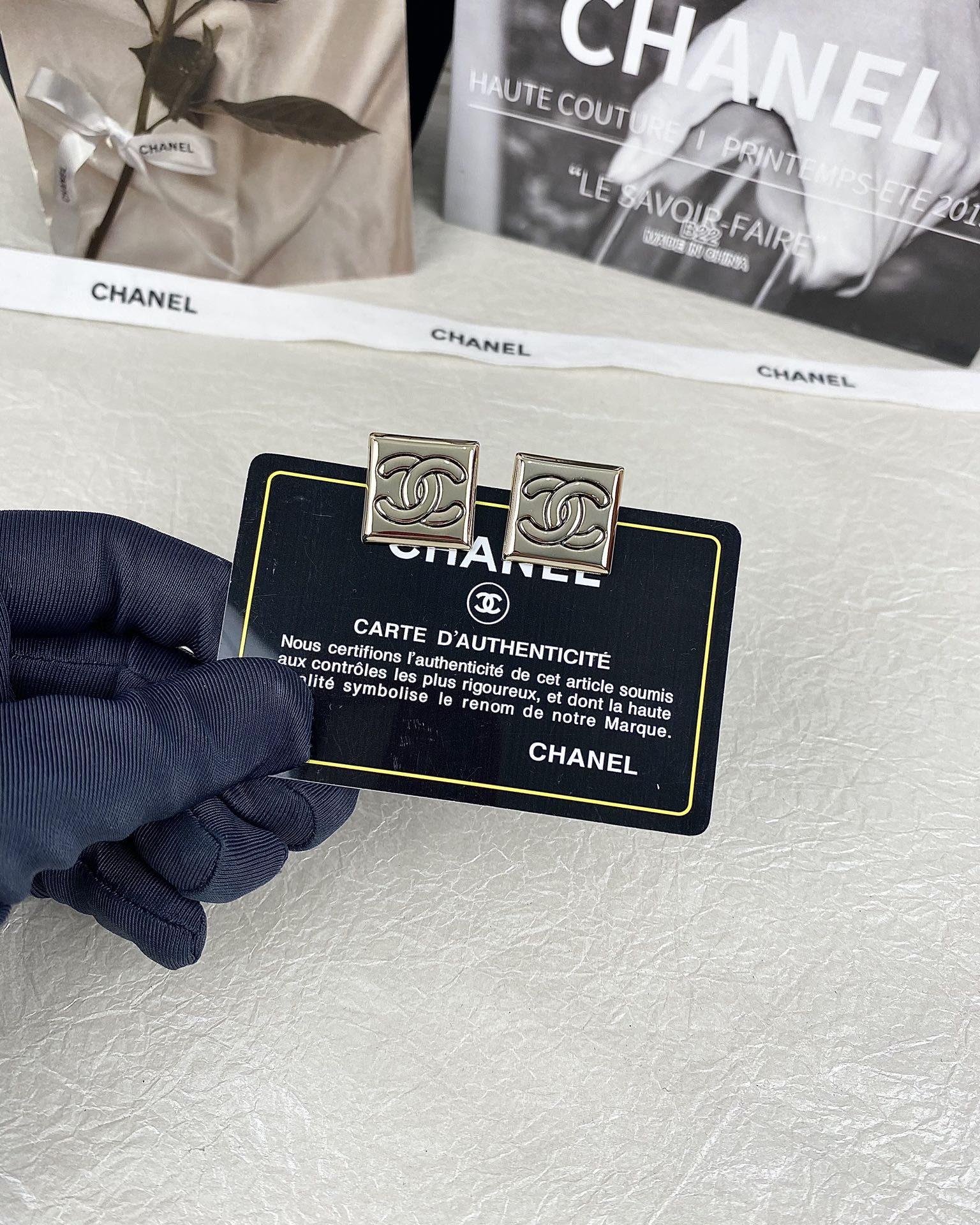 Chanel Square Pearl Stud Earrings - Best Replica Jewelry™