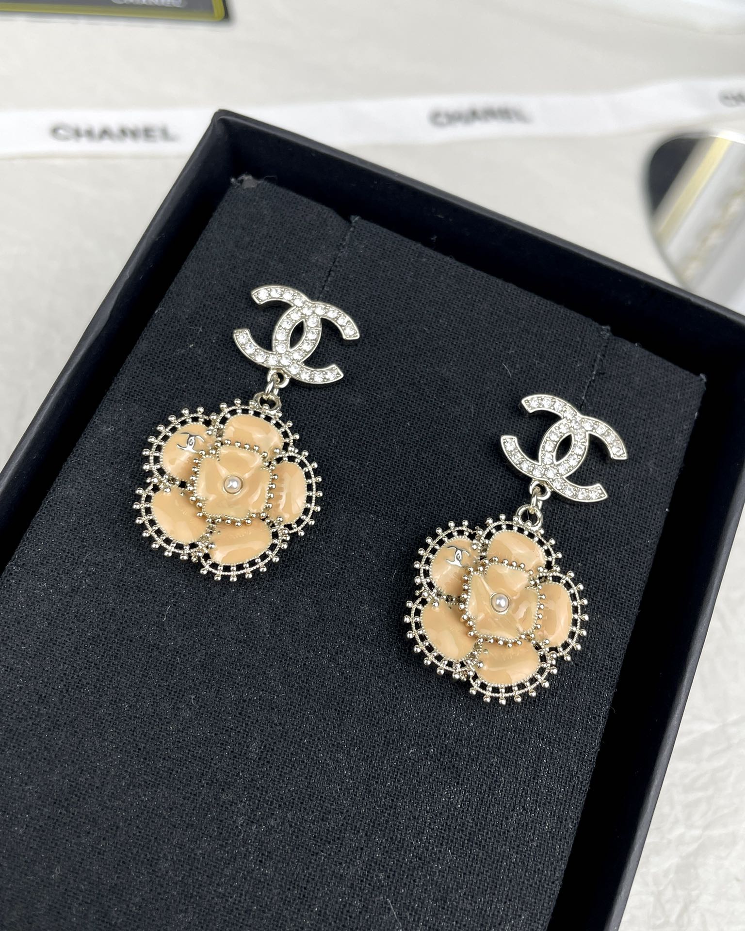 Chanel Enamel Camellia Earrings - Best Replica Jewelry™