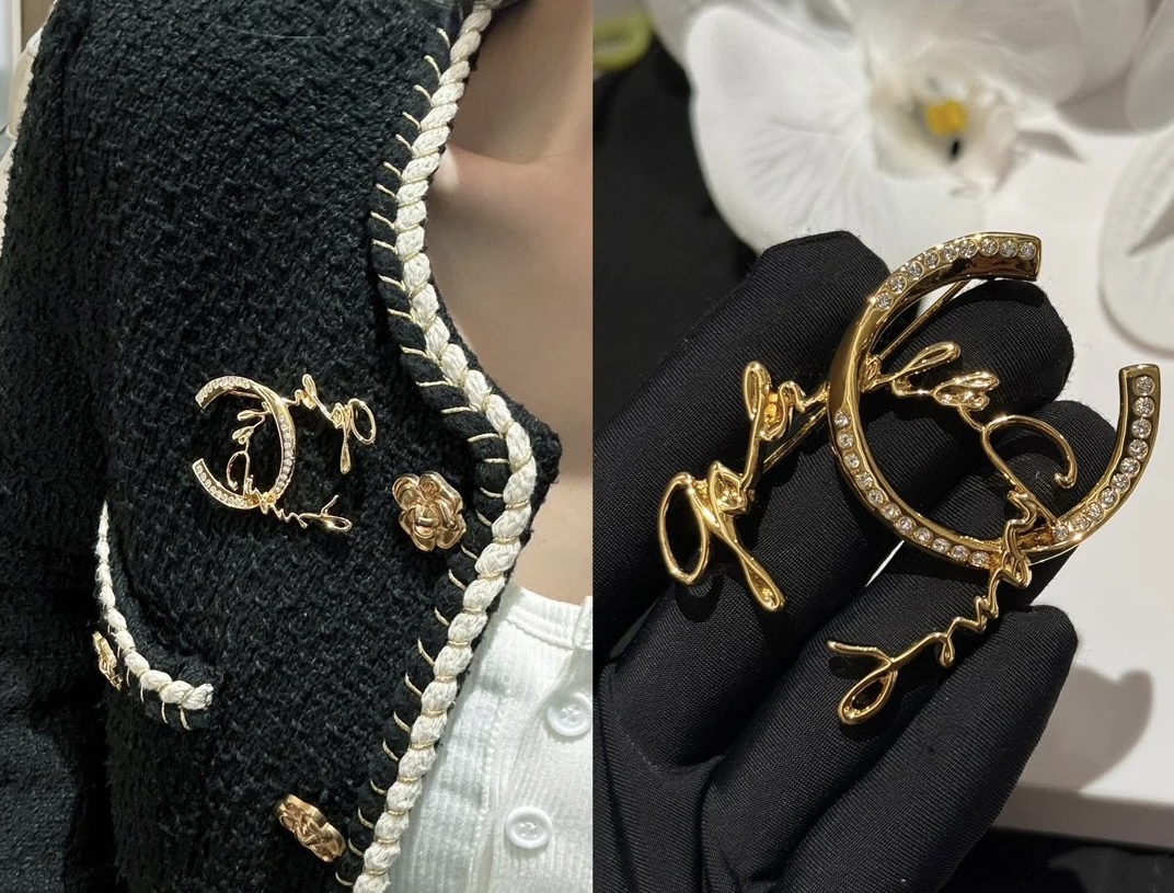 Chanel Monogram Half CC Brooch - Best Replica Jewelry™