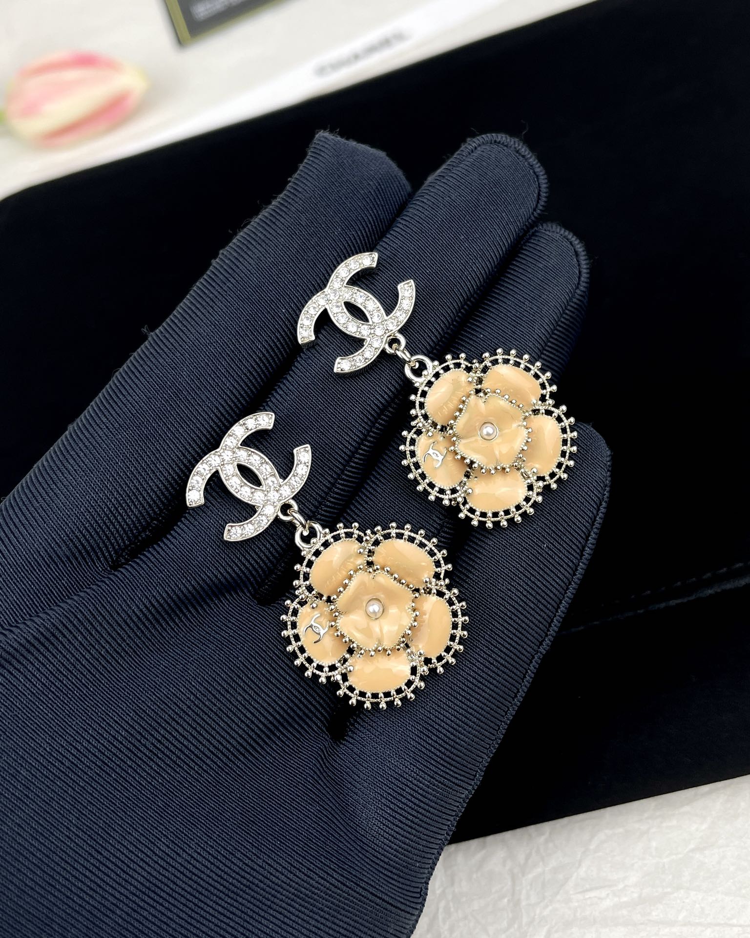 Chanel Enamel Camellia Earrings - Best Replica Jewelry™