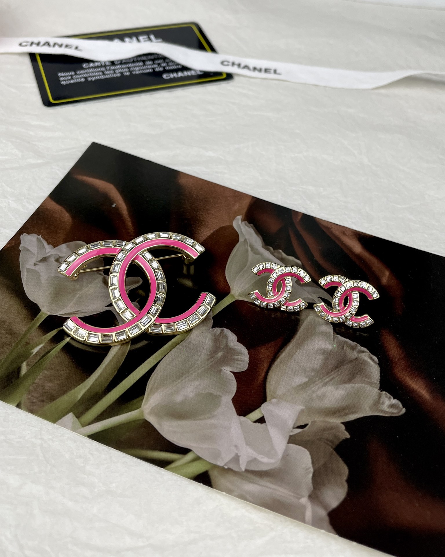 Pink Chanel Brooch Earrings - Best Replica Jewelry™
