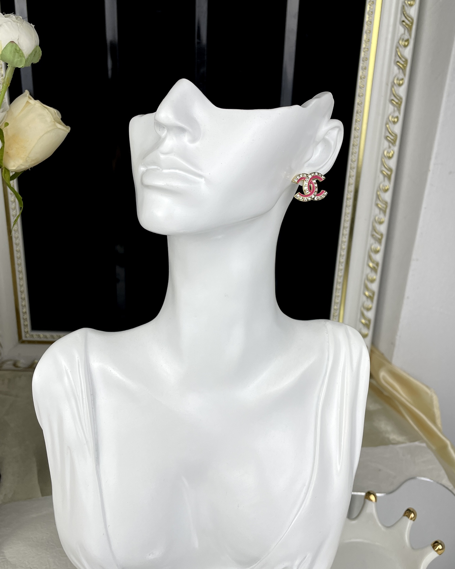 Pink Chanel Brooch Earrings - Best Replica Jewelry™