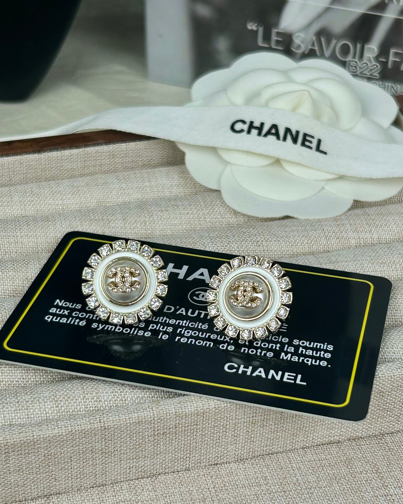 Chanel Sunflower Diamond Round Stud Earrings - Best Replica Jewelry™