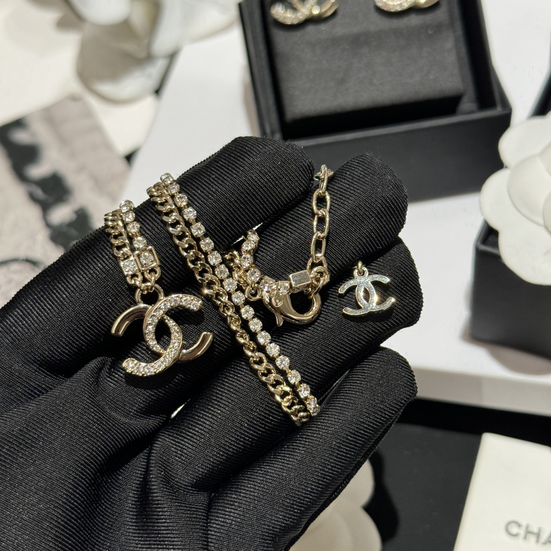 Chanel Light Gold CC Brooch Bracelet Bangle Earrings Necklace - Best Replica Jewelry™