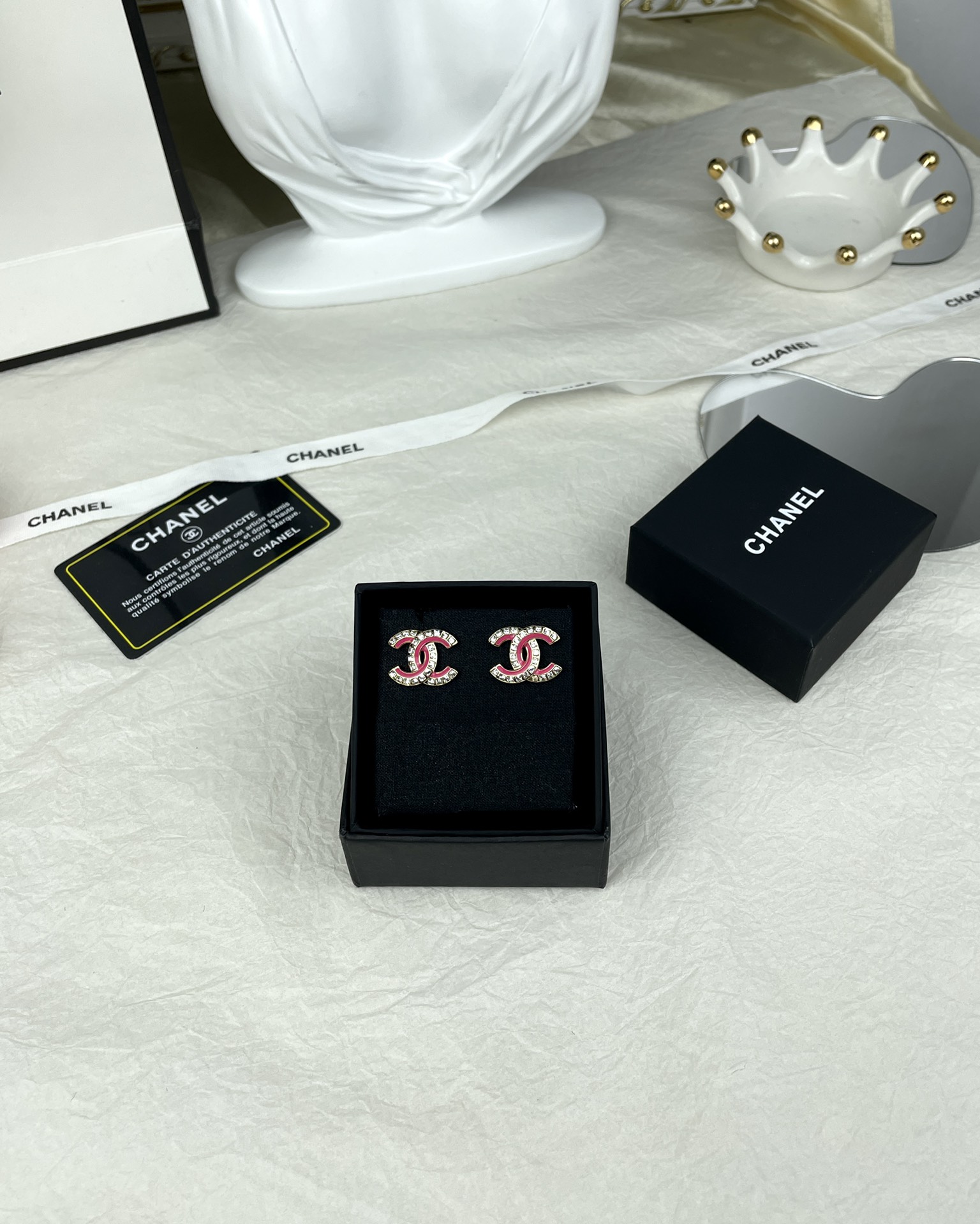 Pink Chanel Brooch Earrings - Best Replica Jewelry™