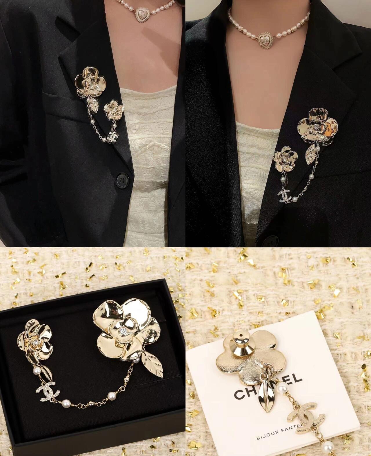 Chanel Camellia with Chain Flower Brooch - Best Replica Jewelry™