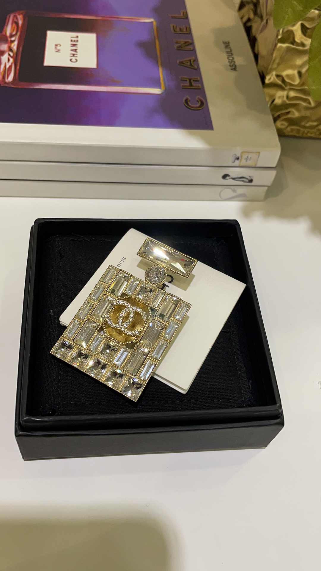 Chanel Rhinestone Perfume Bottle Brooch - Best Replica Jewelry™