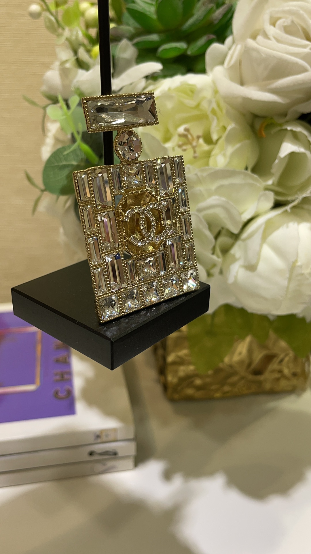 Chanel Rhinestone Perfume Bottle Brooch - Best Replica Jewelry™