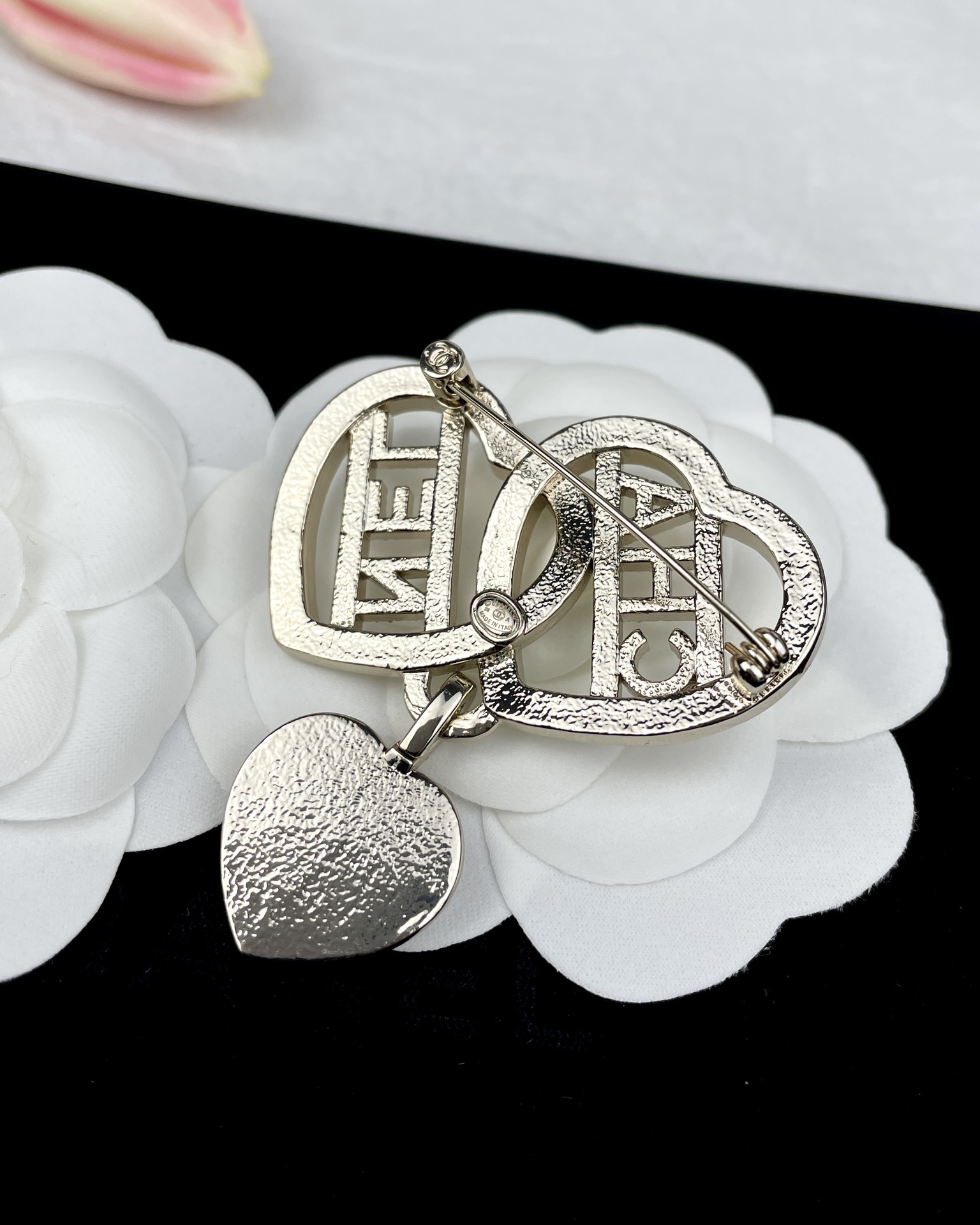 Chanel Three Hearts Monogram Brooch - Best Replica Jewelry™