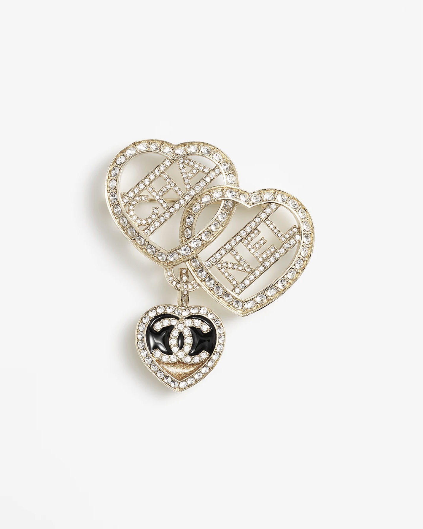 Chanel Three Hearts Monogram Brooch - Best Replica Jewelry™