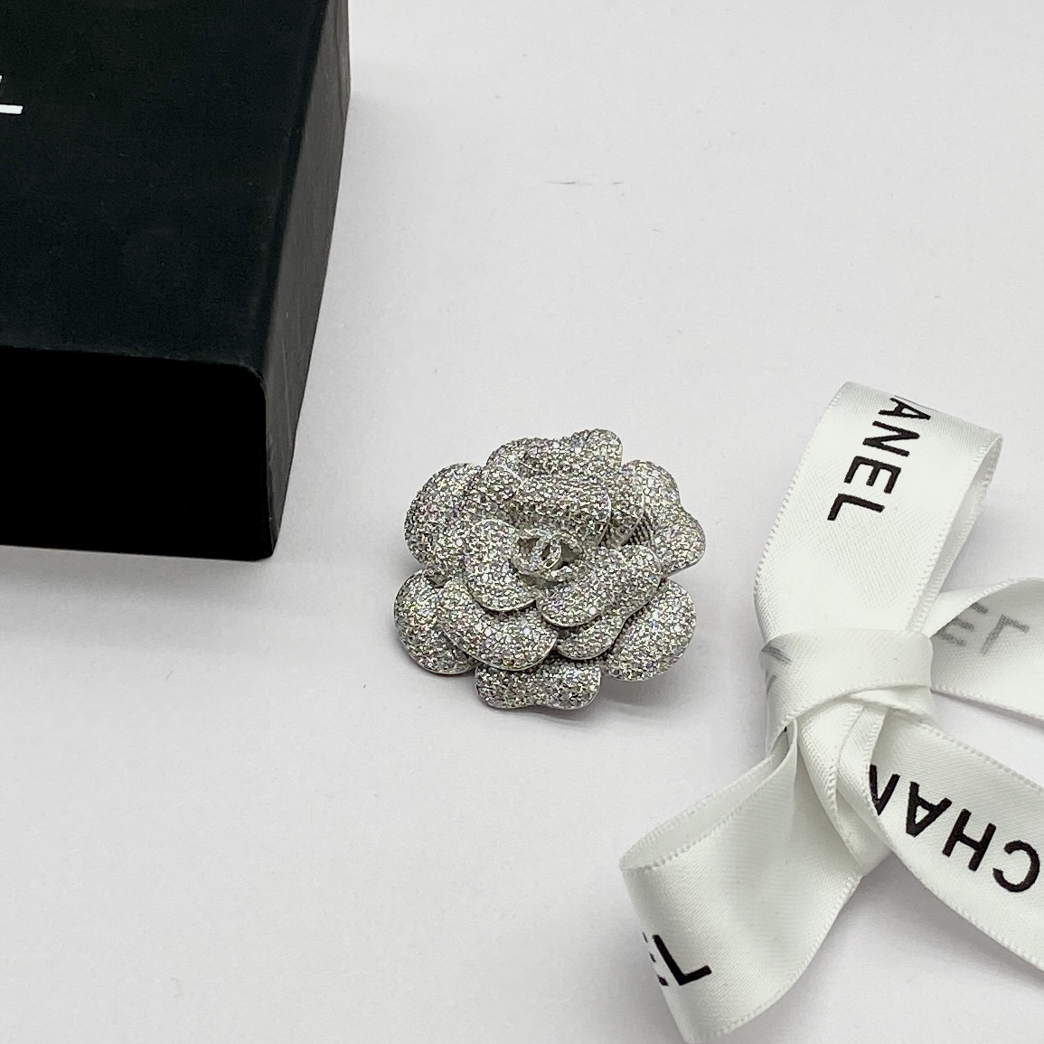 Chanel Silver Camellia Flower Brooch - Best Replica Jewelry™