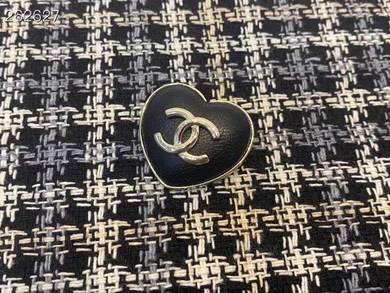 Chanel Black Leather Heart Brooch - Best Replica Jewelry™