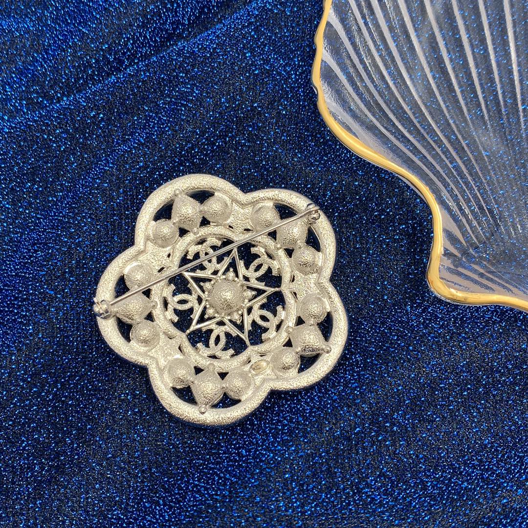 Chanel Swarovski Diamond Paved Pearl Camellia Brooch - Best Replica Jewelry™