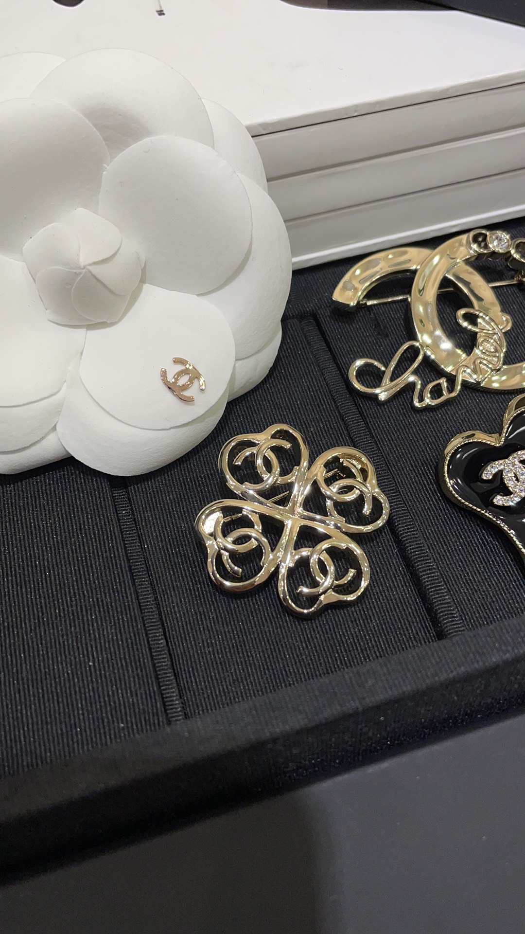 Chanel Light Gold Hollow Clover Brooch - Best Replica Jewelry™