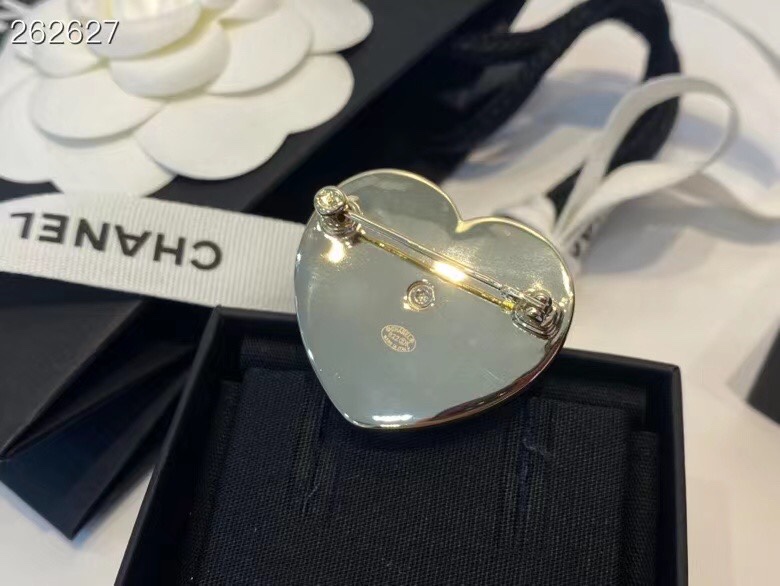 Chanel Black Leather Heart Brooch - Best Replica Jewelry™