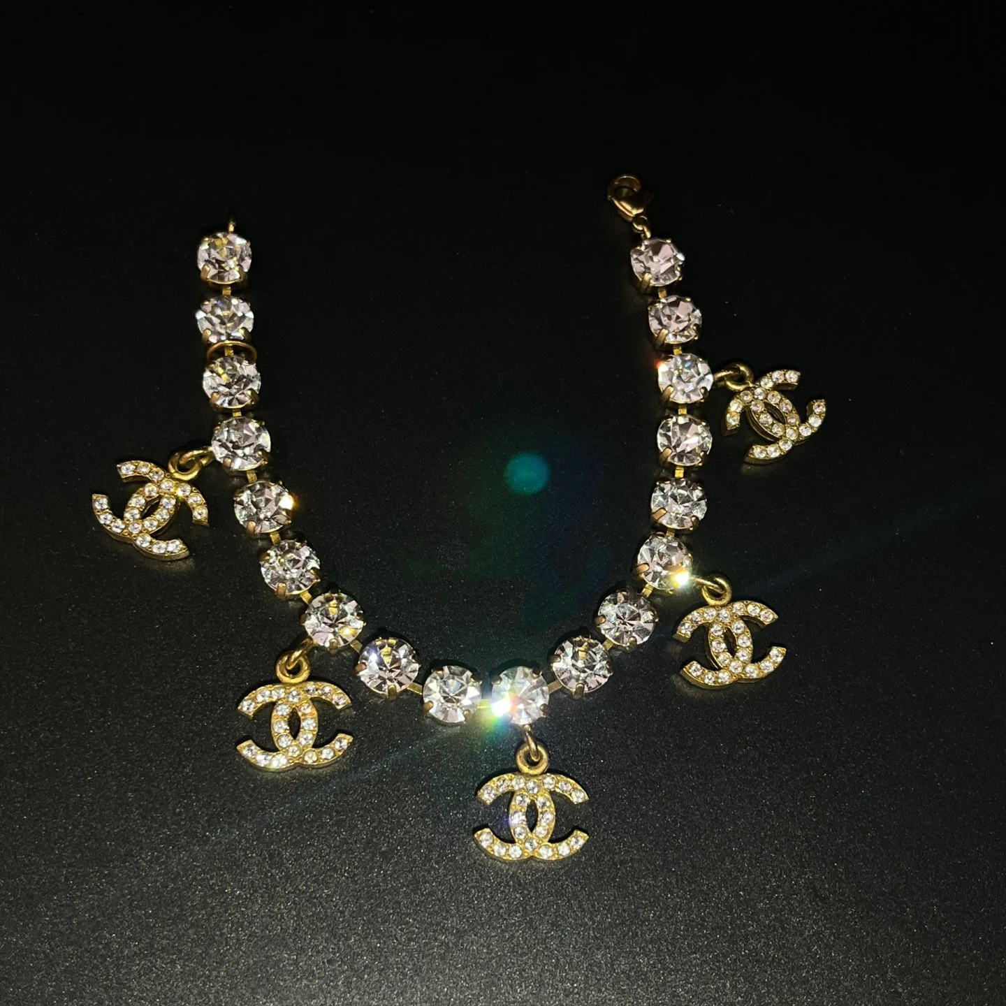 Chanel Full Diamond Prong Rhinestone Bracelet Necklace - Best Replica Jewelry™