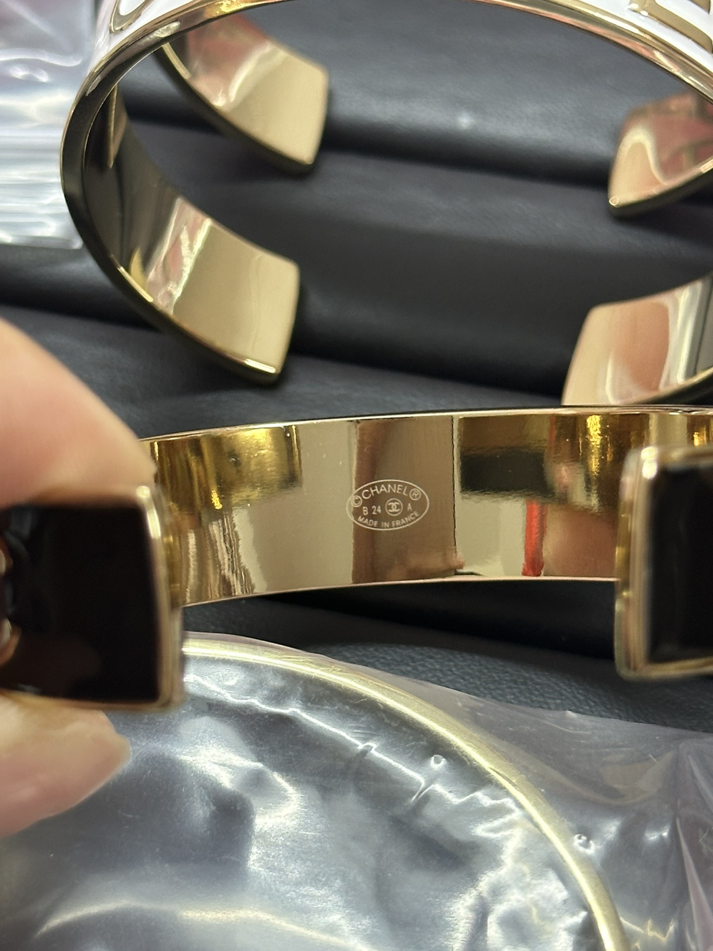 Chanel Embossed Monogram Open Cuff Bangle Bracelet - Best Replica Jewelry™