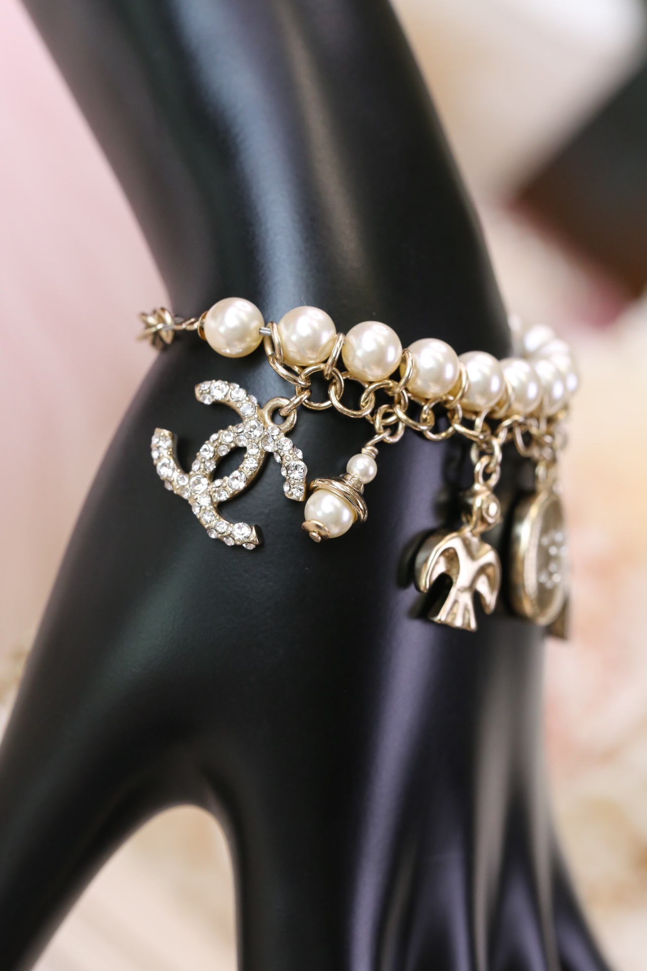 Chanel Bird CC Charms Chain Pearl Tassel Bracelet - Best Replica Jewelry™
