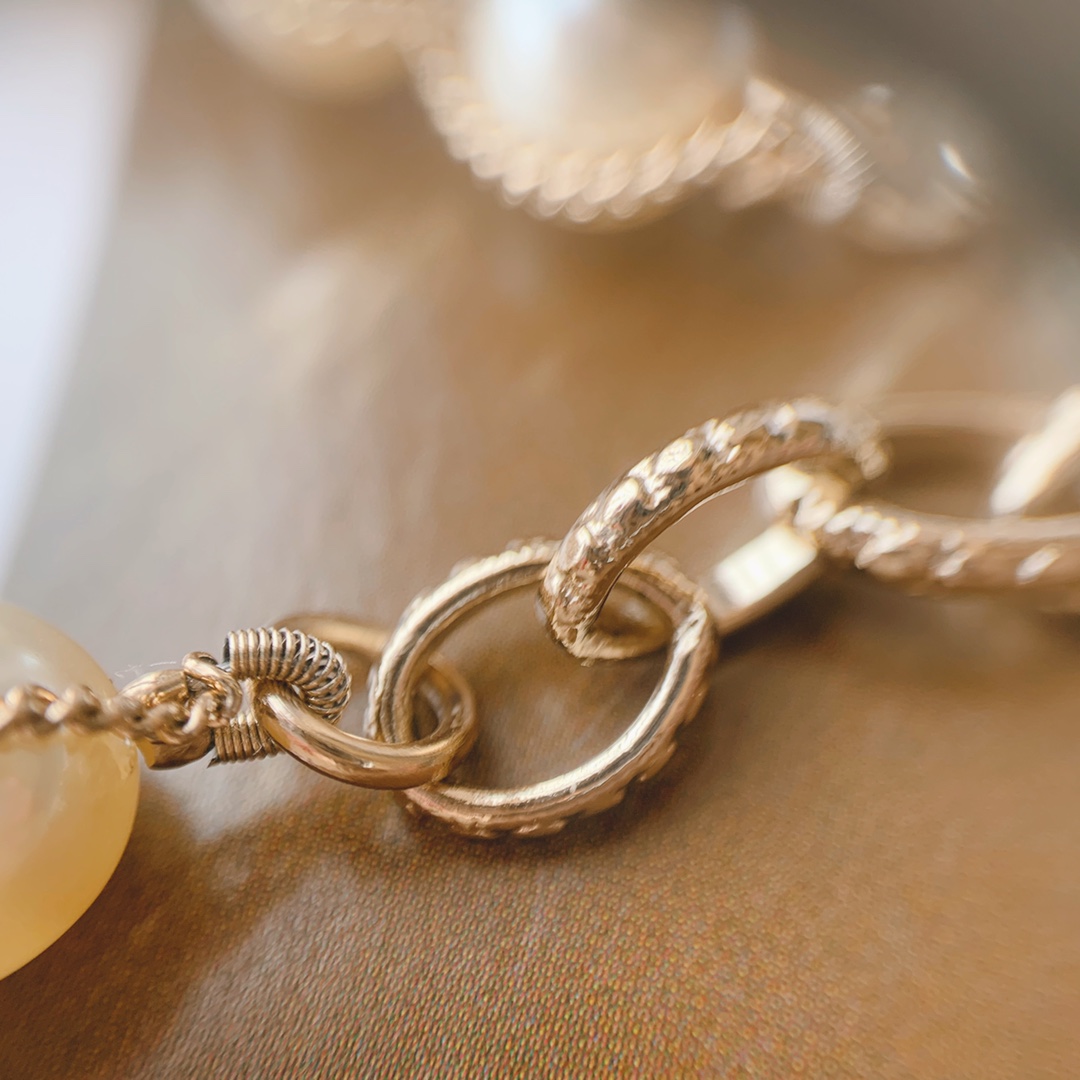 Chanel Light Gold Chain Wrap Pearl Bracelet with CC Charm - Best Replica Jewelry™