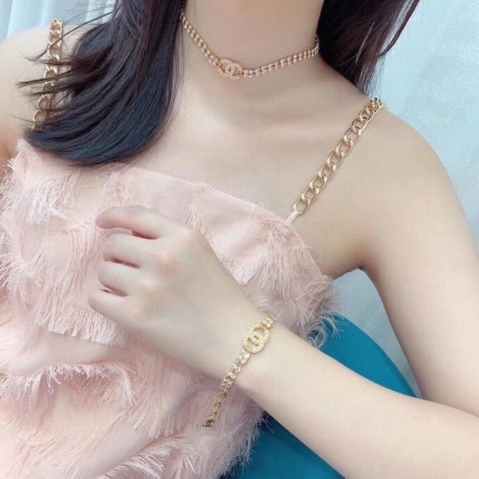 Chanel Prong-set Rhinestone Bracelet Earrings Necklace - Best Replica Jewelry™