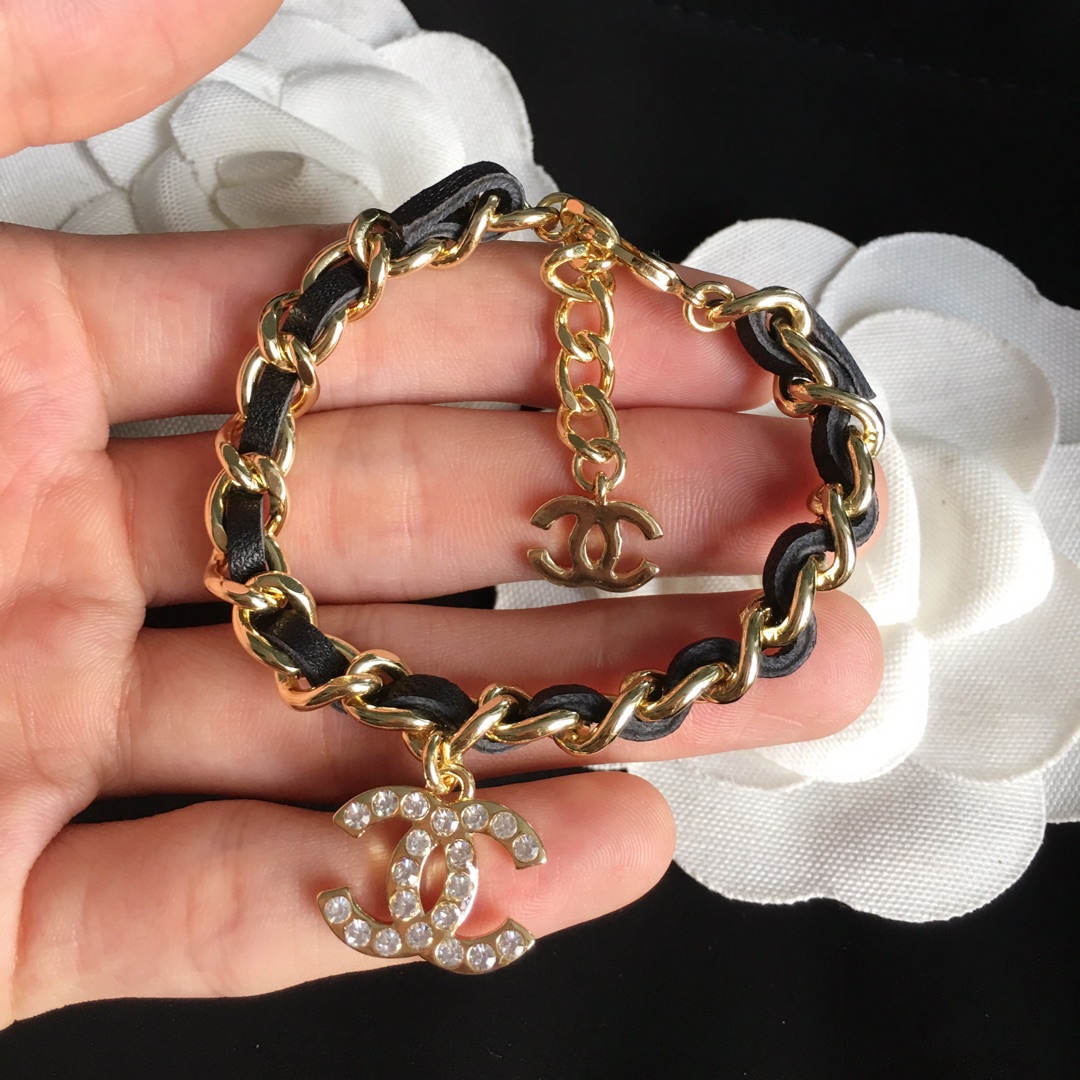 Chanel Leather Woven O Chain Bracelet Choker Necklace - Best Replica Jewelry™