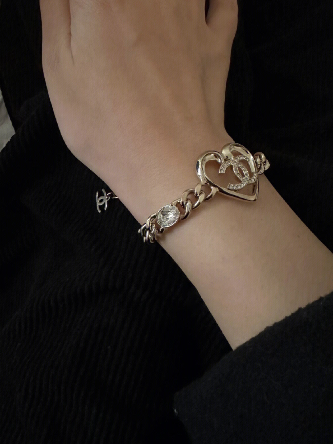 Chanel Hollow Heart Chunky Cuban Chain Bracelet - Best Replica Jewelry™