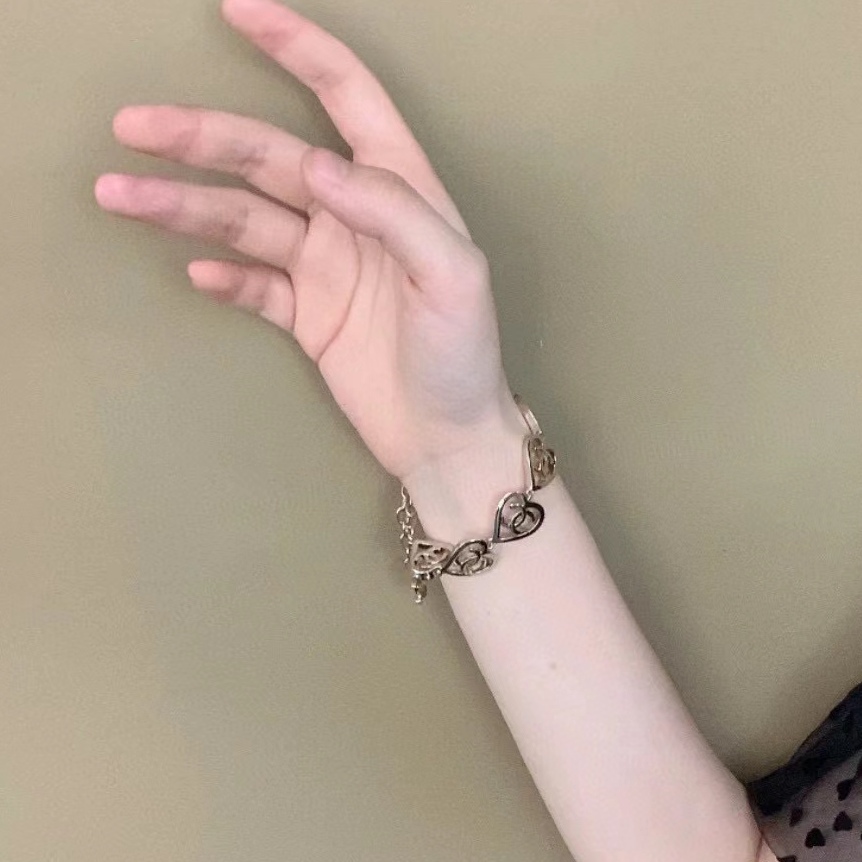 Chanel Hollow Heart Bracelet Earrings Ring Leather Necklace - Best Replica Jewelry™