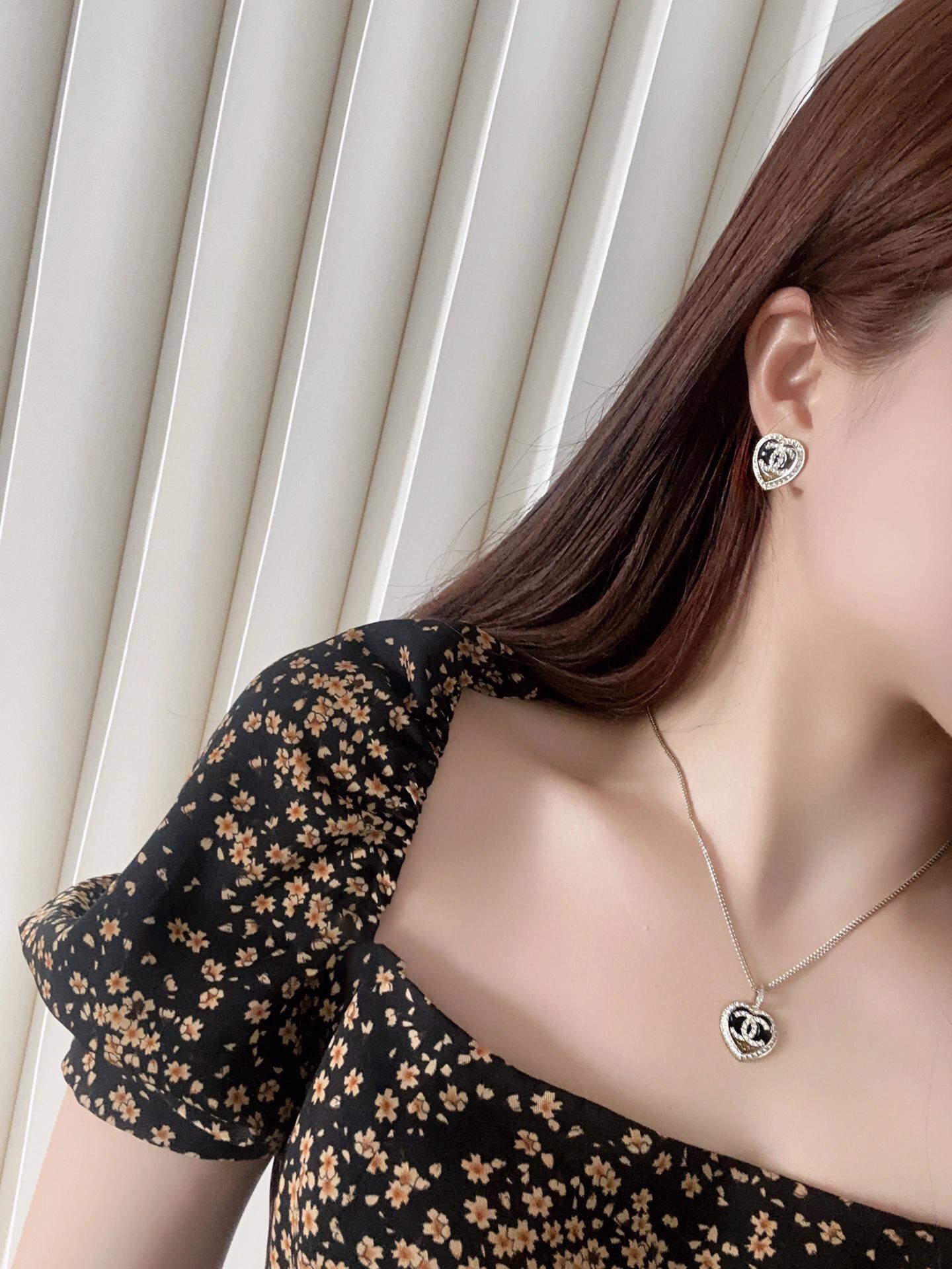 Chanel Colorblock Gold Black Heart Bracelet Earrings Necklace - Best Replica Jewelry™