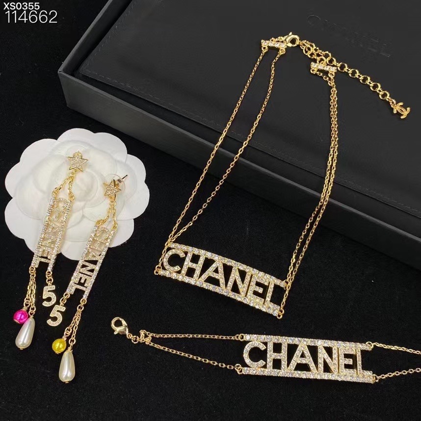 Chanel Monogram Earrings Bracelet Necklace - Best Replica Jewelry™