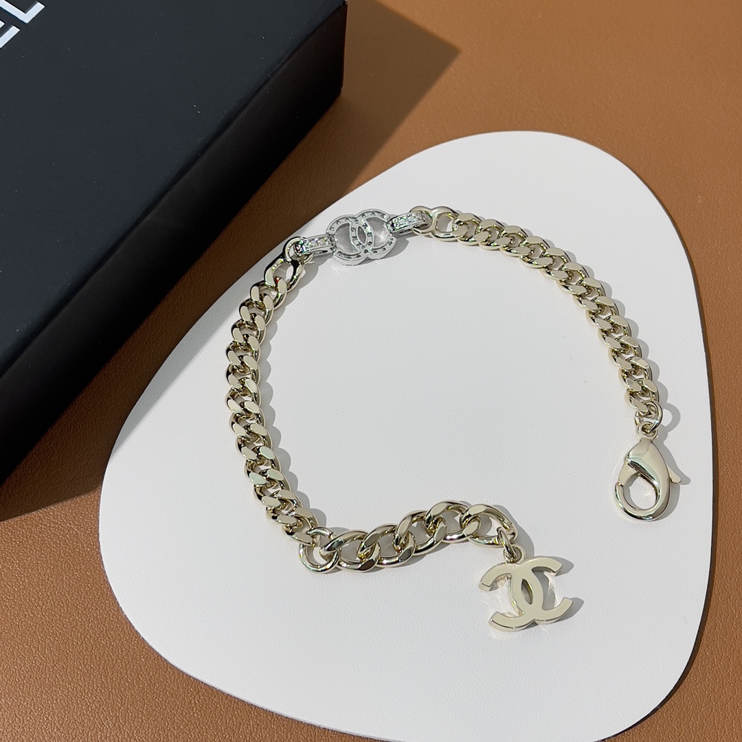 Chanel Mixed Color Cuban Chain Bracelet Earrings Choker Necklace - Best Replica Jewelry™