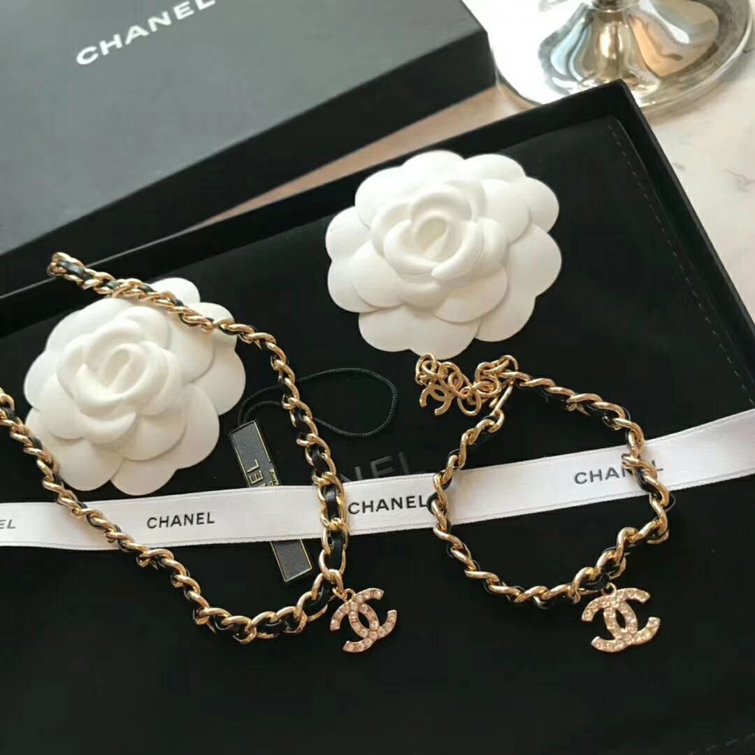 Chanel Leather Woven O Chain Bracelet Choker Necklace - Best Replica Jewelry™