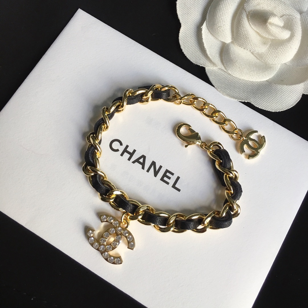 Chanel Leather Woven O Chain Bracelet Choker Necklace - Best Replica Jewelry™