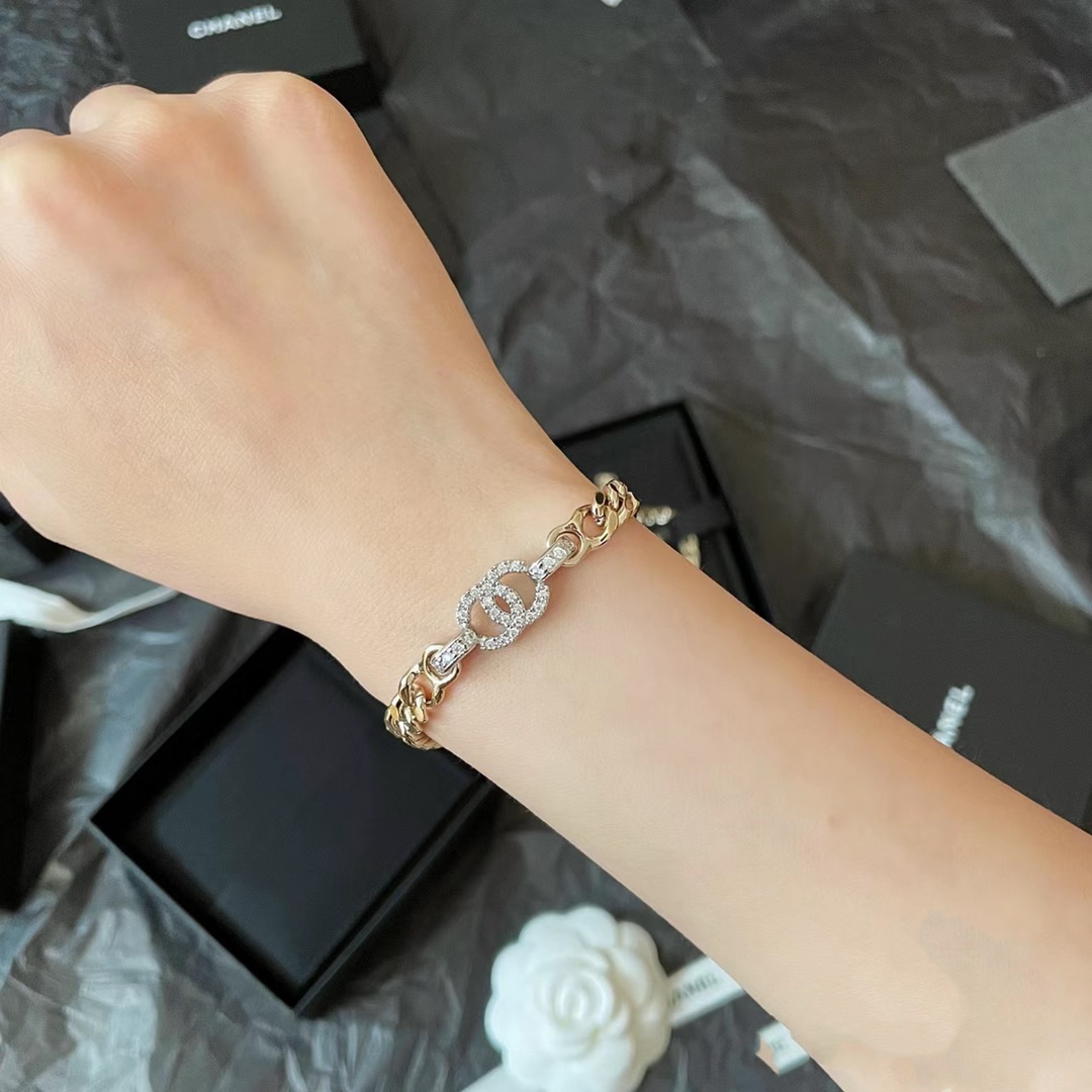 Chanel Mixed Color Cuban Chain Bracelet Earrings Choker Necklace - Best Replica Jewelry™