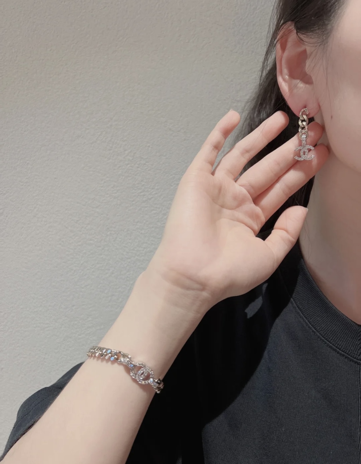 Chanel Mixed Color Cuban Chain Bracelet Earrings Choker Necklace - Best Replica Jewelry™