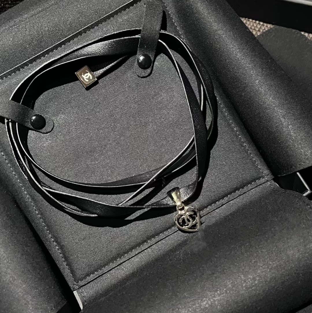 Chanel Hollow Heart Bracelet Earrings Ring Leather Necklace - Best Replica Jewelry™