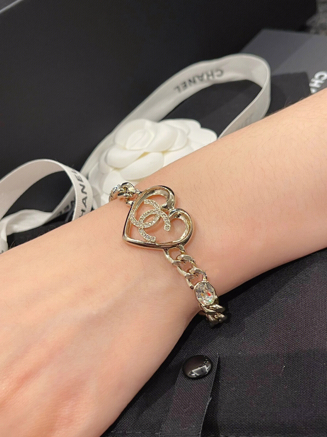 Chanel Hollow Heart Chunky Cuban Chain Bracelet - Best Replica Jewelry™