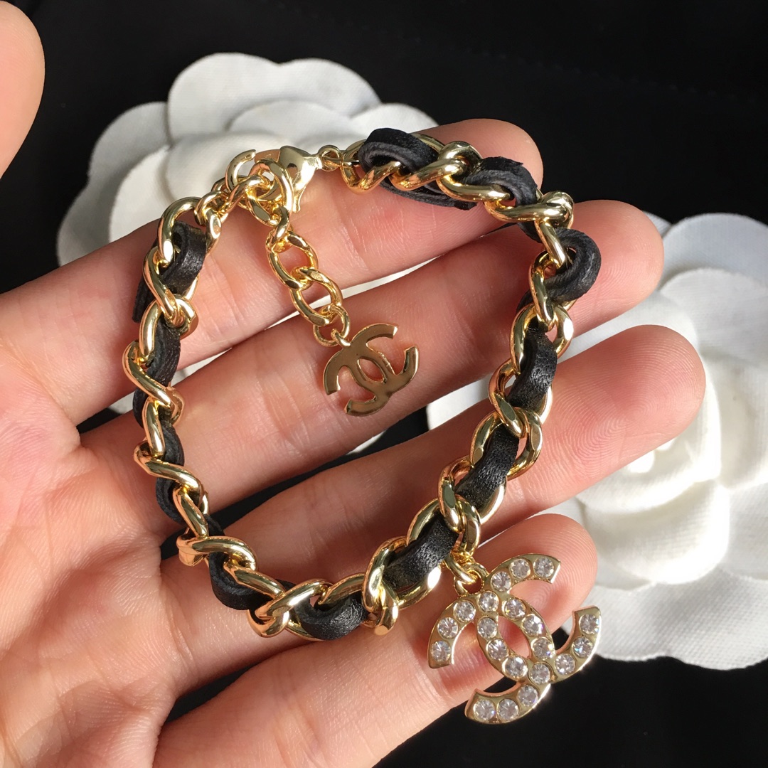 Chanel Leather Woven O Chain Bracelet Choker Necklace - Best Replica Jewelry™