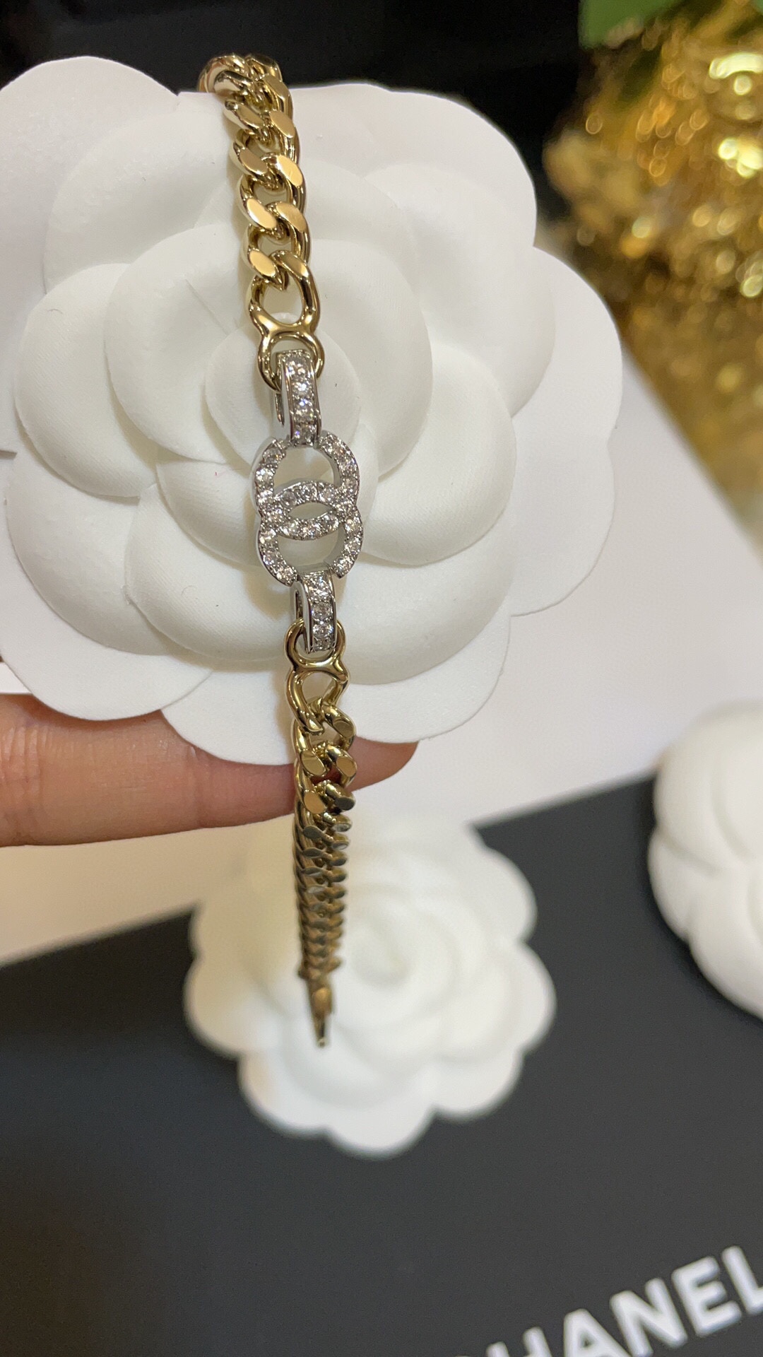 Chanel Mixed Color Cuban Chain Bracelet Earrings Choker Necklace - Best Replica Jewelry™