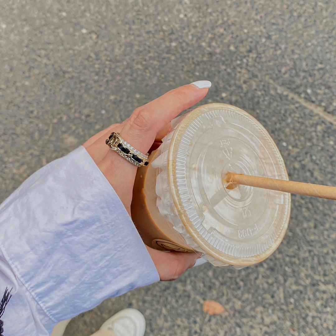 Chanel Black Leather Coco Ring - Best Replica Jewelry™