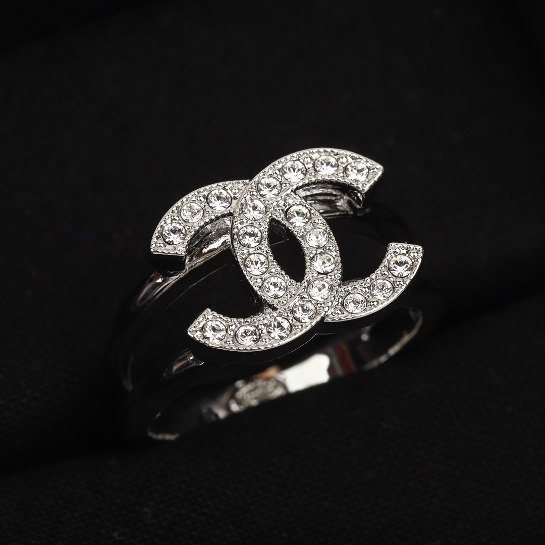 Chanel Silver Diamond Paved Coco Ring - Best Replica Jewelry™