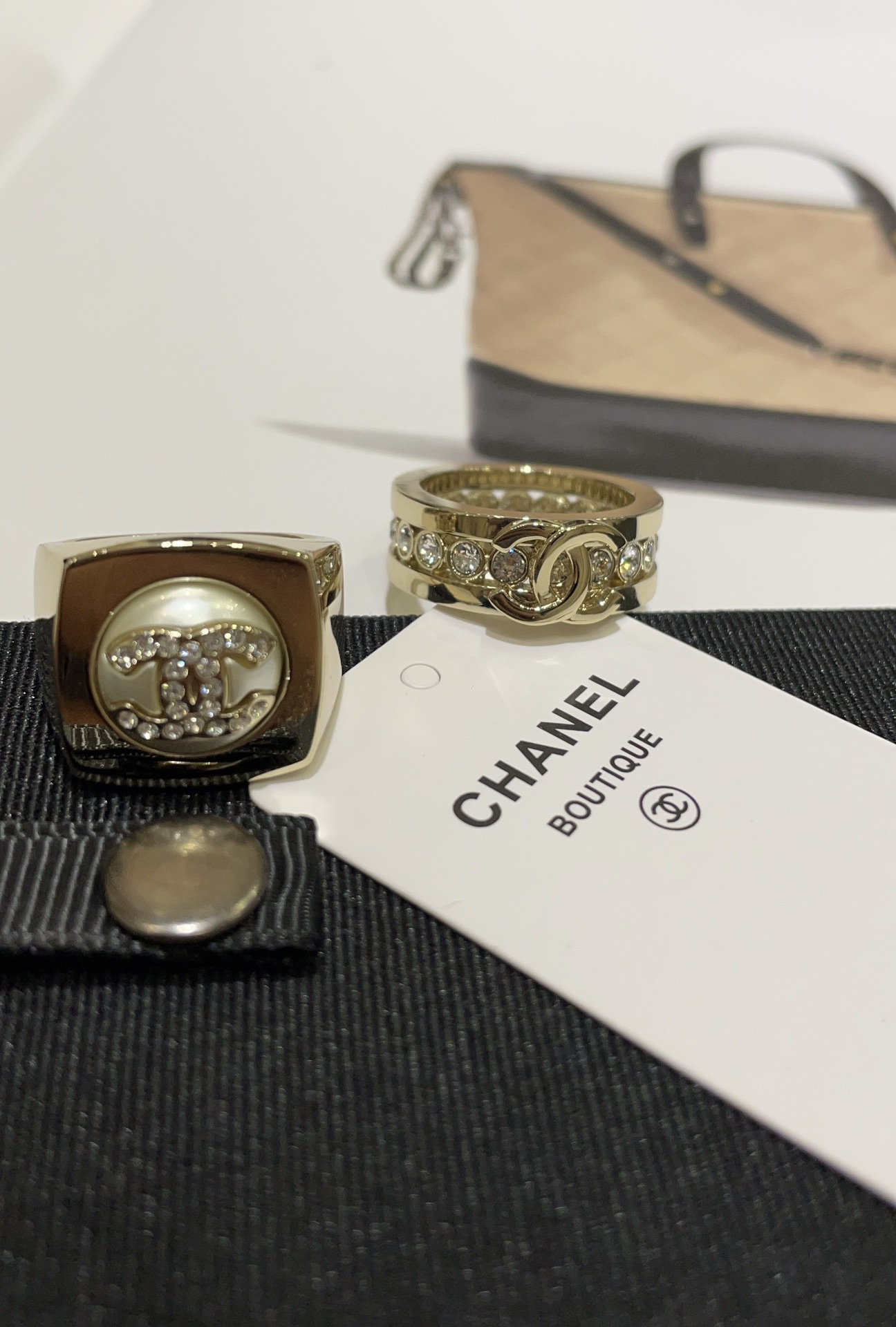 Chanel Full Diamond Wide Coco Ring - Best Replica Jewelry™