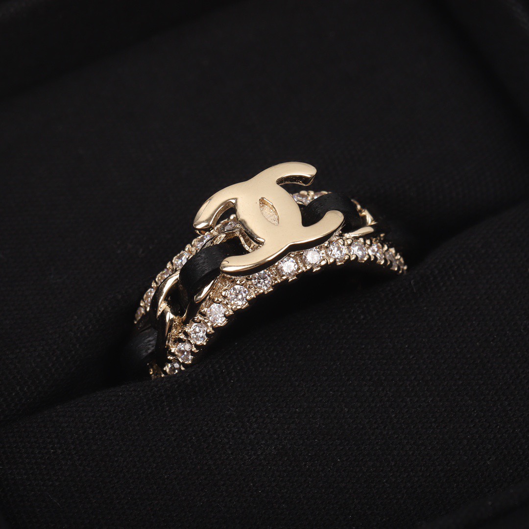 Chanel Black Leather Coco Ring - Best Replica Jewelry™