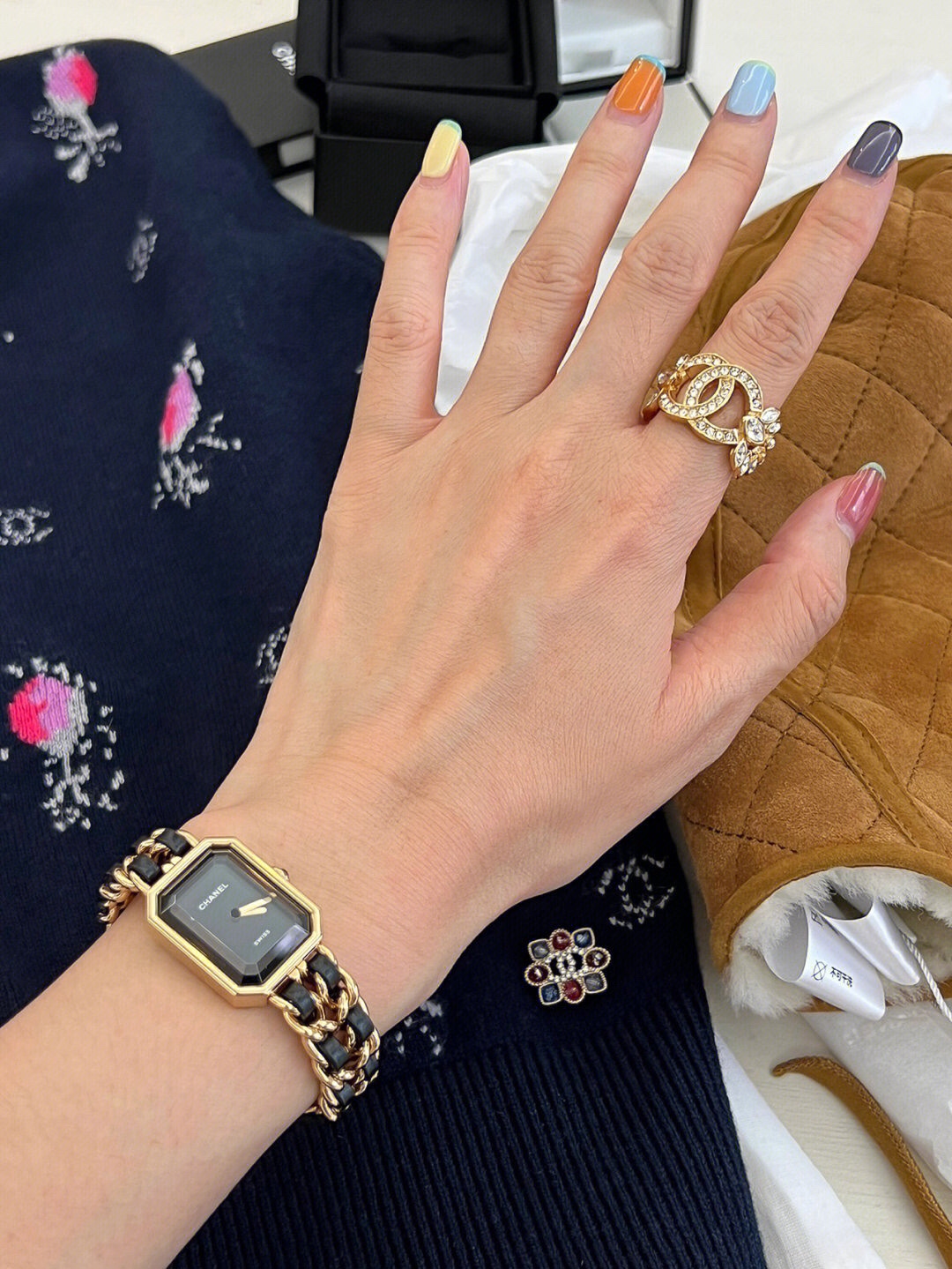 Chanel Wide Hollow Ear of Wheat Ring - Best Replica Jewelry™